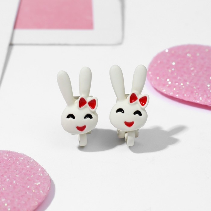 Клипсы детские «Выбражулька» зайчики, цвет белый Клипсы детские «Выбражулька» зайчики, цвет белый