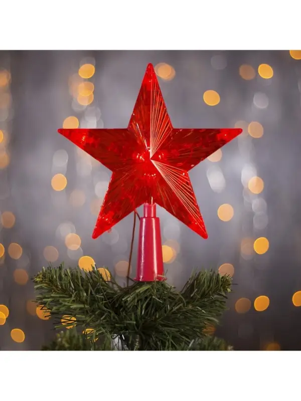 Светодиодная верхушка на ёлку &laquo;Звезда красная&raquo;, 15 см, 10 LED, 220 В, свечение красное