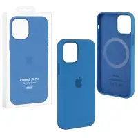Чехол iPh 12/12 Pro Silicon Case 100% ORG Capri Blue (MagSafe + анимация NFC) c LOGO