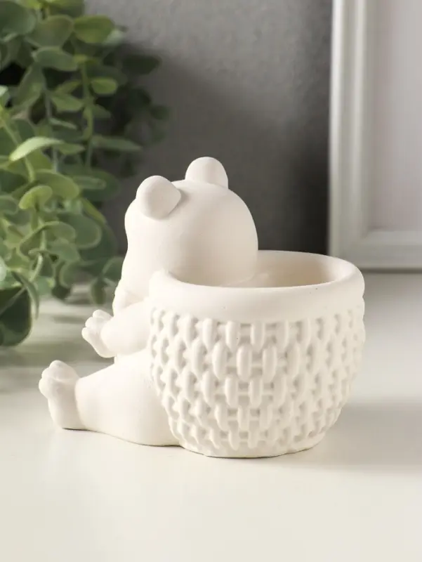 Подставка для мелочей &laquo;Медведь с корзинкой&raquo; 9&times;10&times;8 см, гипс