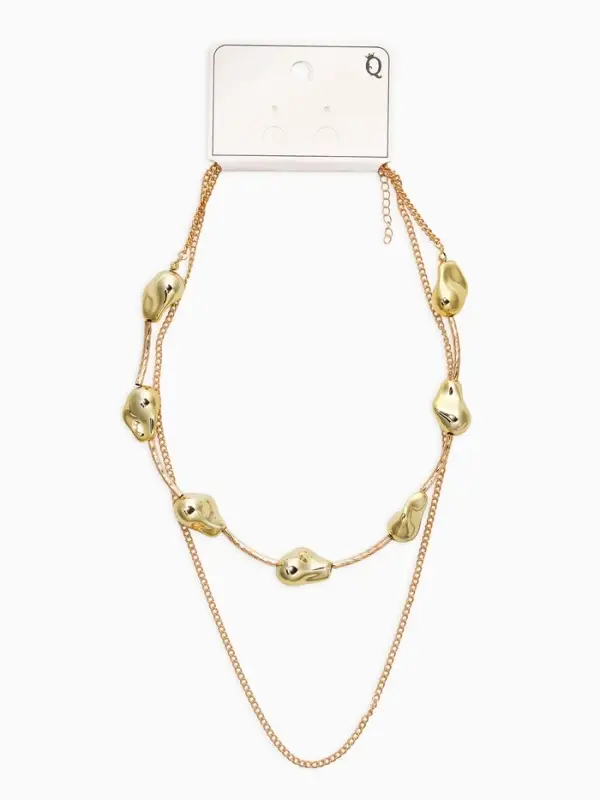Колье цепочка &laquo;барокко&raquo;, 2 яруса, цвет золото