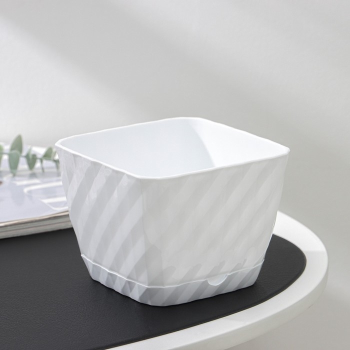 Горшок для цветов с поддоном «Классика», 1 л, пластиковый, белый Горшок для цветов с поддоном «Классика», 1 л, пластиковый, белый