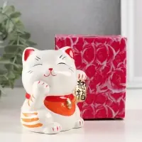 Копилка керамика "Манэки-нэко - иероглиф удача" оранж 7,2х8,3х10 см Копилка керамика "Манэки-нэко - иероглиф удача" оранж 7,2х8,3х10 см