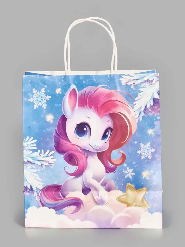 Пакет подарочный «С Новым годом 2025», белый крафт, 22 × 25 × 12 см