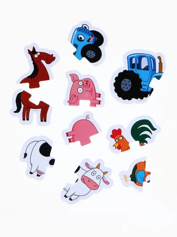 Мягкие пазлы для ванны Мягкие пазлы для ванны "Животные", Синий трактор