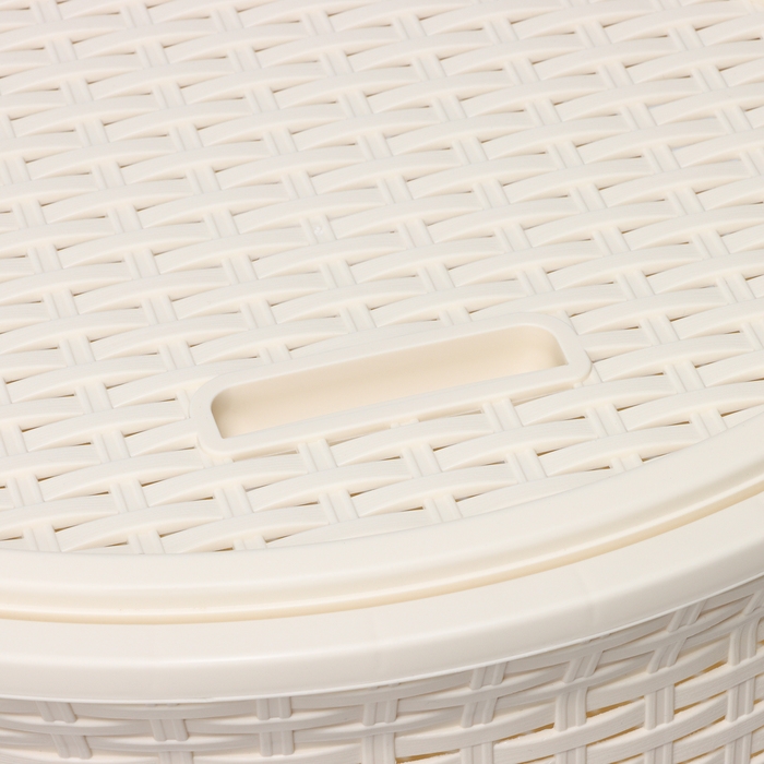 Корзина для белья угловая с крышкой «Ротанг», 60 л, 40×40×58 см, цвет слоновая кость Корзина для белья угловая с крышкой «Ротанг», 60 л, 40×40×58 см, цвет слоновая кость