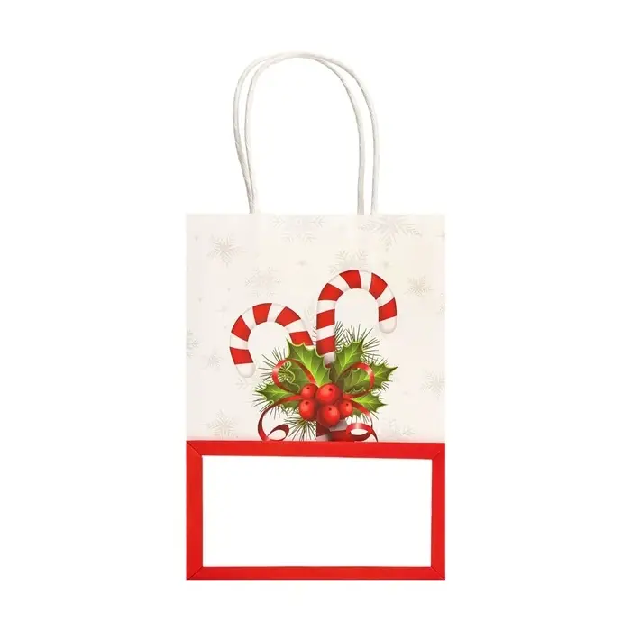 Пакет бумажный подарочный новогодний крафт "Новогодние леденцы" 120г/м 15 х 8 х 21 см
