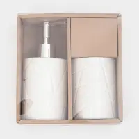 Набор для ванной "Fantasy", 2 предмета (дозатор для мыла, стакан), цвет белый