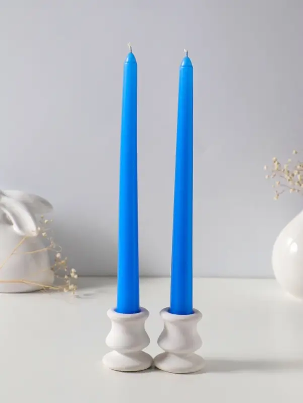 Набор свечей античных 25 см, 2 шт., 58 г, 7 ч, синий