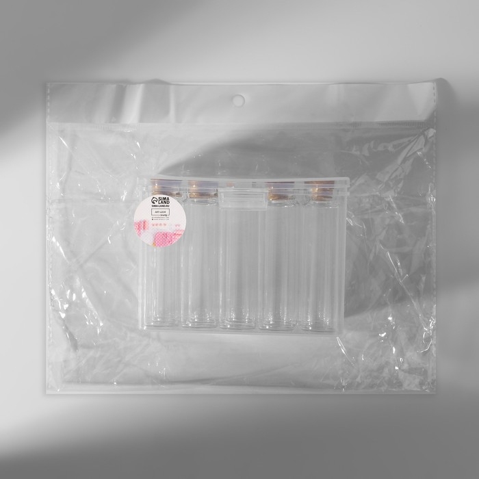 Набор баночек для хранения бисера, d=2.2 × 8 см, 15 шт., в контейнере, 11.8×7.8×8.6 см Набор баночек для хранения бисера, d=2.2 × 8 см, 15 шт., в контейнере, 11.8×7.8×8.6 см