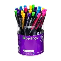 Ручка шариковая Berlingo. SI-400 Color, автоматическая, синий стержень, узел 0.7 мм, резиновый упор, МИКС