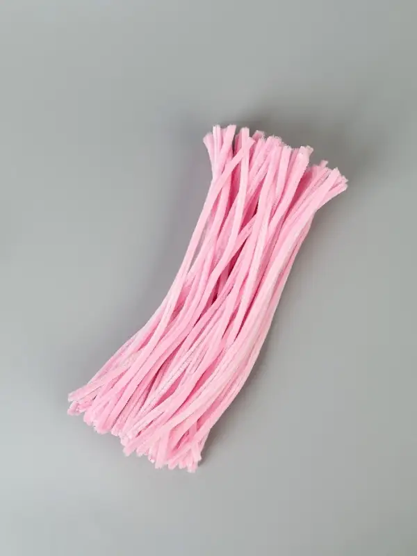 Синельная проволока, набор 100 шт, размер 1 шт 30х0,8 см, цвет розовый