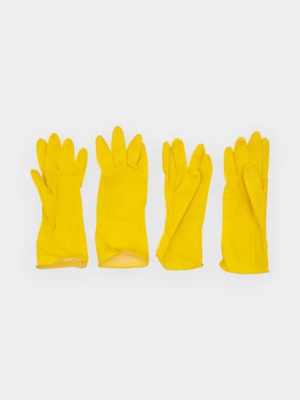 Перчатки хозяйственные Доляна, 2 пары, размер M, ХБ напыление, латексные, жёлтые