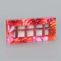Коробка складная для 10 конфет &laquo;Цветочки&raquo;, 9.8&times;22&times;3.5 см