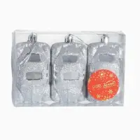 Ёлочные игрушки 3 шт., &laquo;Зимнее волшебство, Машинки&raquo; пластик, 9&times;3.5 см, серебро