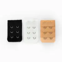 Застёжка для бюстгальтера, удлинитель, 3 ряда 2 крючка, 3.2×5 см, 3 шт.