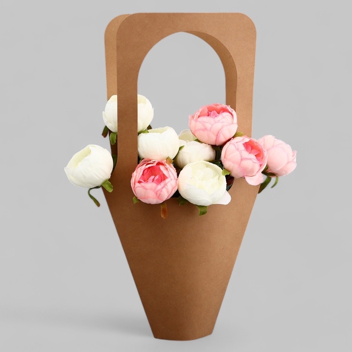 Переноска для цветов, крафт, 54х30 см Переноска для цветов, крафт, 54х30 см