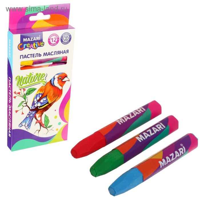 Пастель масляная Mazari, 12 цветов, шестигранный корпус, длина 73 мм, d корпуса 10 мм, картонная упаковка Пастель масляная Mazari, 12 цветов, шестигранный корпус, длина 73 мм, d корпуса 10 мм, картонная упаковка