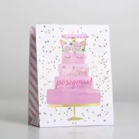 Пакет подарочный ламинированный, упаковка, «Happy Birthday», S 12 х 15 х 5.5 см