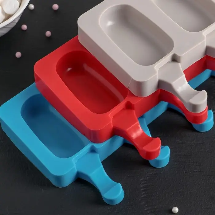 Форма для мороженого Доляна &laquo;Эскимо малое&raquo;, силикон, 21.5&times;12.5&times;2 см, 4 ячейки (6.9&times;3.8 см), МИКС