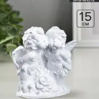 Фигура гипс &laquo;Ангел и Фея с розой&raquo;, белый, 12&times;26&times;24 см