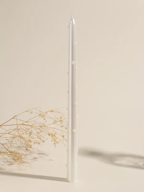 Набор свечей античных, 2,3х30 см, 2 шт "Белый жемчуг" 7,5х33,5х2,5 см