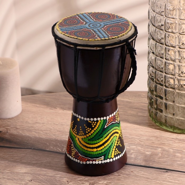 Сувенирный музыкальный инструмент Сувенирный музыкальный инструмент "Барабан Джембе Разноцветный" 13x13x24 см, МИКС
