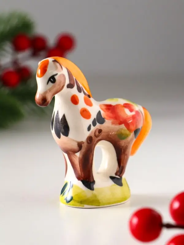 Сувенир Лошадь стоящая, 7х7см, гжель, цвет