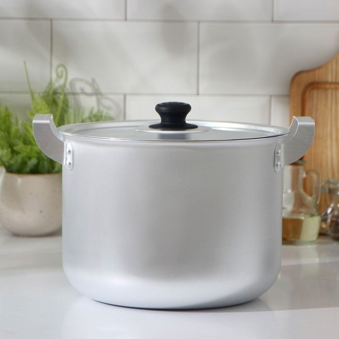 Кастрюля алюминиевая, 8 л, металлическая крышка Кастрюля алюминиевая, 8 л, металлическая крышка