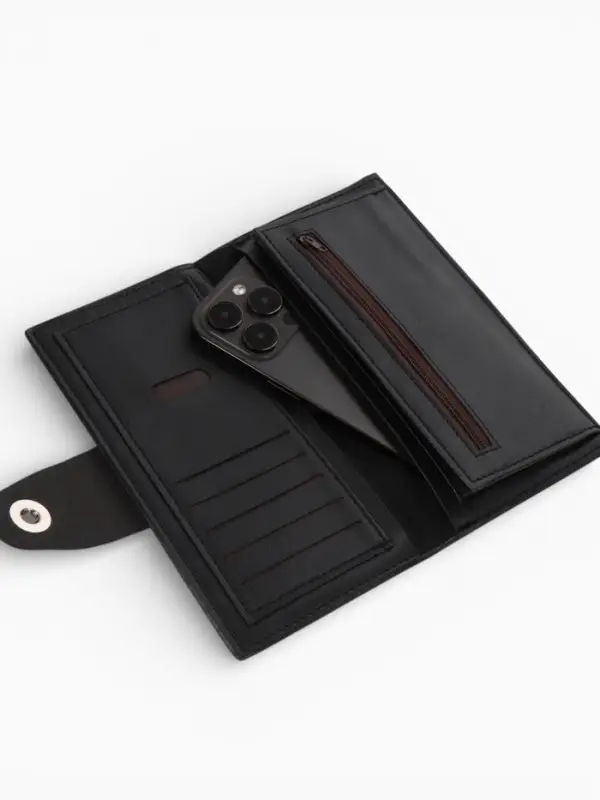 Портмоне мужское &laquo;Кайс&raquo;, на магните, отдел для карт, монет, чёрное