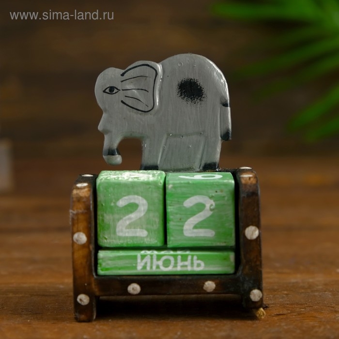 Деревянный календарь Деревянный календарь "Слоник" 7х4х10 см, МИКС (2языка)