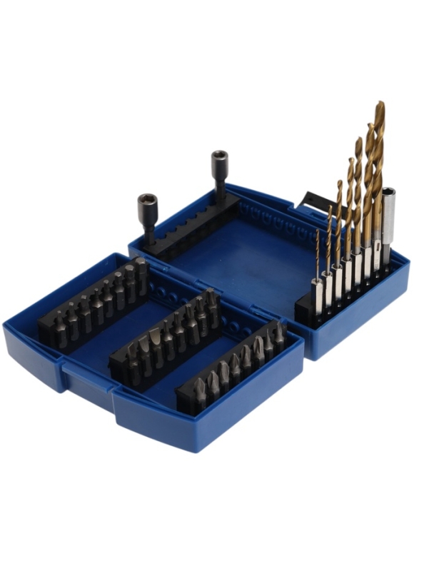 Набор сверл и бит ТУНДРА, HSS-Tin, шестигранный хвостовик, 1.5 - 6.5 мм, 34 предмета Набор сверл и бит ТУНДРА, HSS-Tin, шестигранный хвостовик, 1.5 - 6.5 мм, 34 предмета