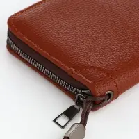 Портмоне мужское на молнии, 3 отделения, искусственная кожа, с ручкой, коричневое