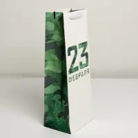Пакет подарочный под бутылку, упаковка, &laquo;23 февраля&raquo;, 13 х 36 х 10 см