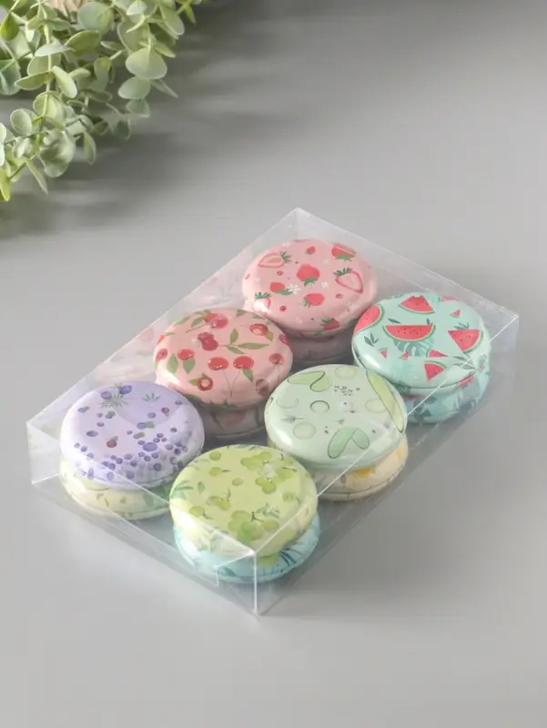 Шкатулка металл круглая "Фрукты и овощи" набор 12 шт 6,8х6,8х1,7 см