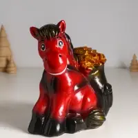 Копилка "Огненный конь с деньгами" 21 см, красный