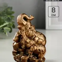 Фигурка гипс &laquo;Слон со слоненком на деньгах&raquo;, бронза, 7&times;10&times;6 см