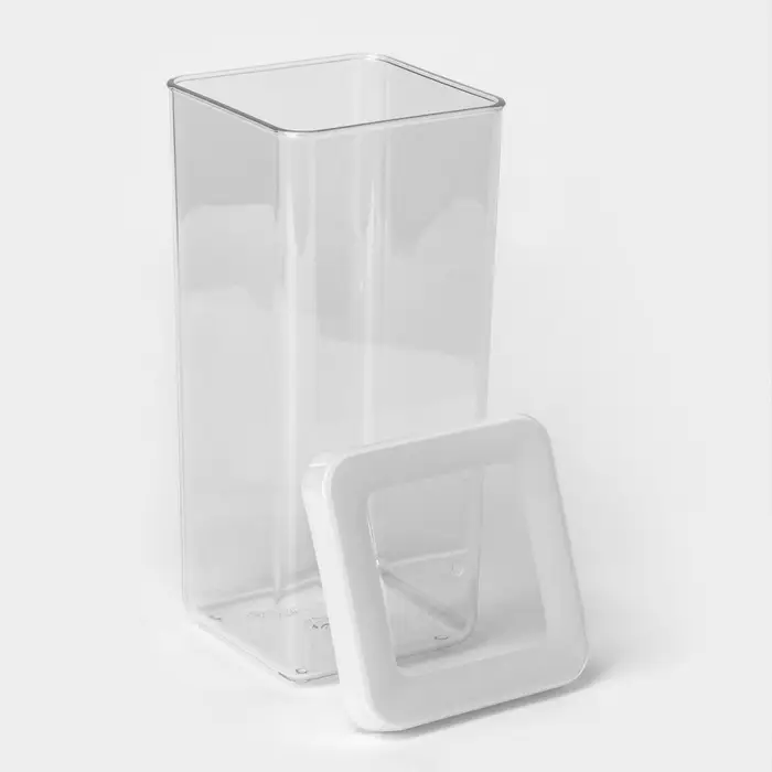 Банка для хранения сыпучих продуктов IDEA &laquo;Степ&raquo;, 1.4 л, 10&times;21 см, пластик, крышка белая