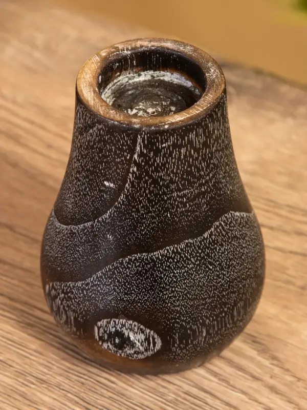 Подсвечник, d=4 см, 9&times;9&times;12 см, дерево джати, тёмно-коричневый