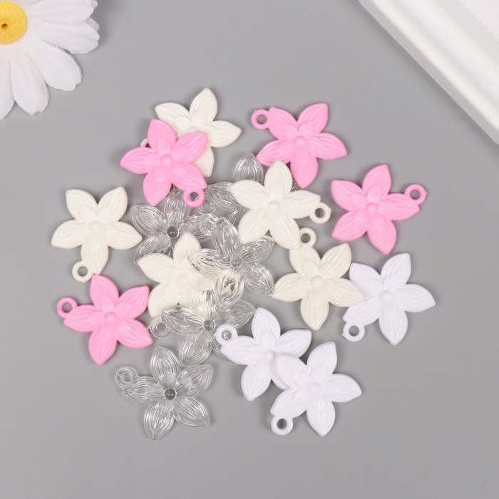 Декор для творчества пластик Декор для творчества пластик "Пятилистник" МИКС набор 20 гр 3х2,6х0,3 см