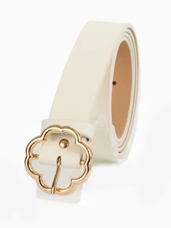 Ремень женский, 110&times;2.8 см, с пряжкой металл, белый