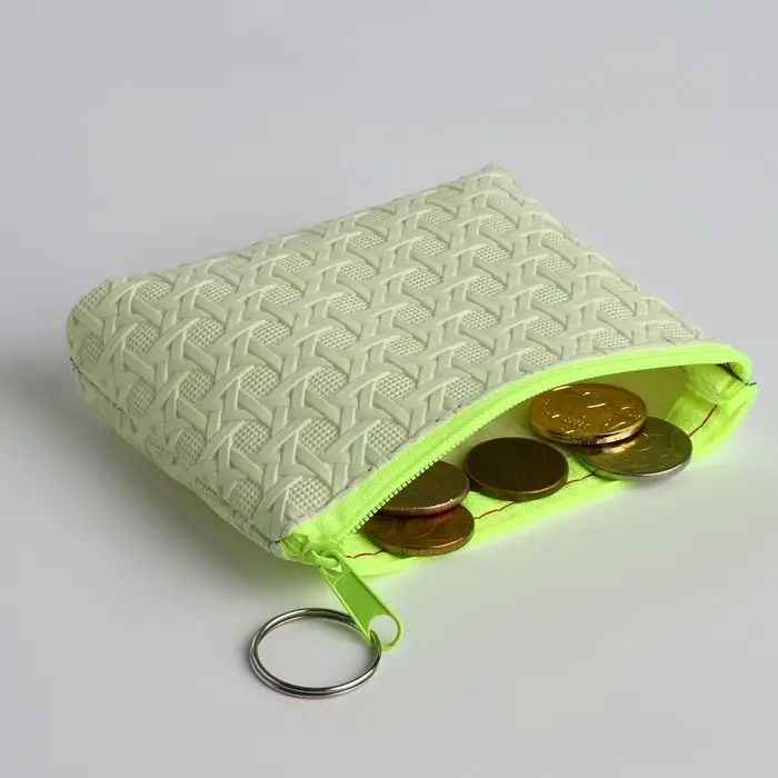 Кошелёк-монетница на молнии, 12&times;2.5&times;8.5 см, зелёный