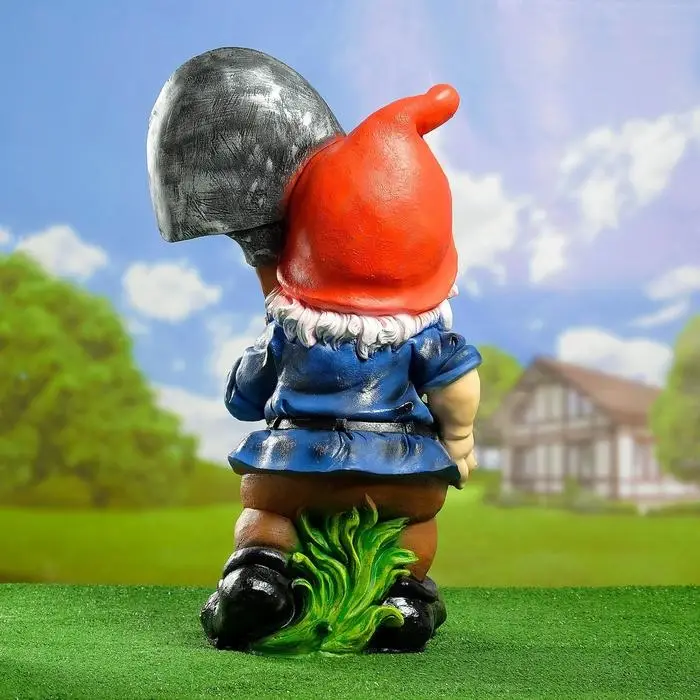 Садовая фигура "Гном с лопатой" большой 38х26х72см