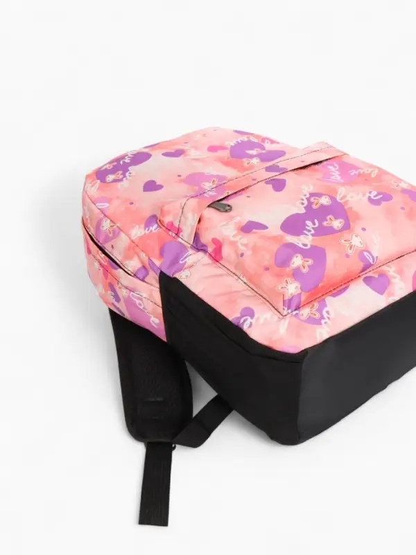 Рюкзак школьный на молнии, с карманами, с рисунком, размер 30&times;13&times;42 см, розовый