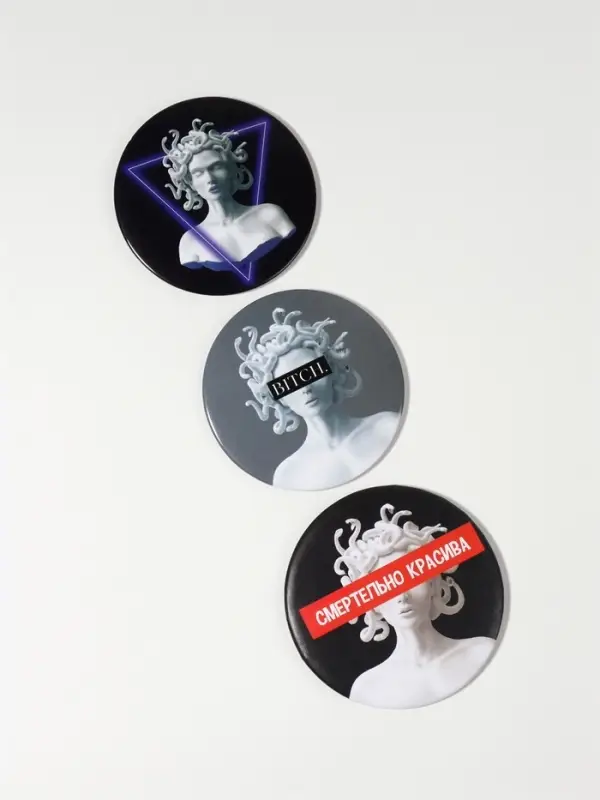 Зеркало карманное &laquo;ГОРГОНА&raquo;, d=7.5 см, рисунок МИКС