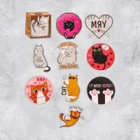 Наклейки-стикеры &laquo;Котики&raquo;, набор 10 шт., 7&times;7 см