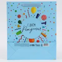 Пакет подарочный &laquo;С Днём рождения. Конфетти&raquo;, 25.5&times;30&times;9 см