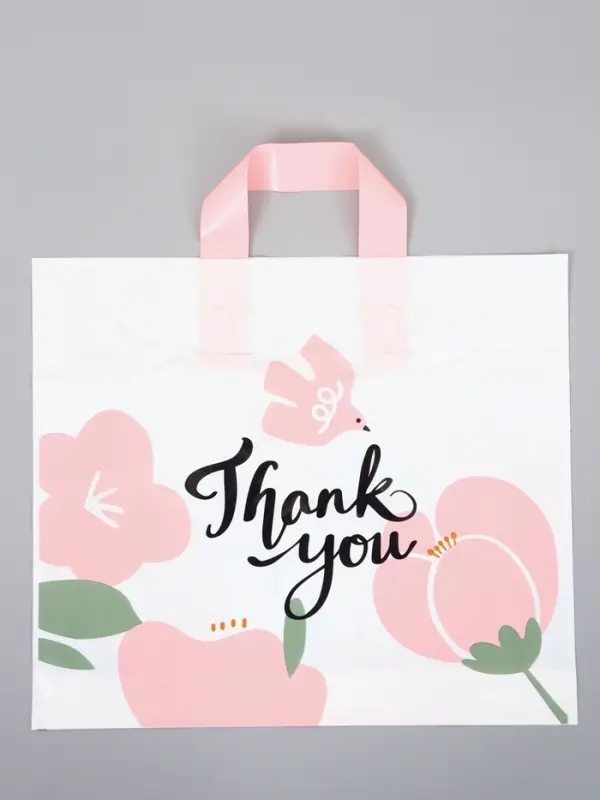 Пакет с петлевой ручкой "Бутоны" 35 х 30 х 8, см, 60 мкм