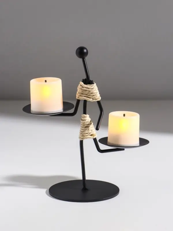 Подсвечник металл на 2 свечи  Подсвечник металл на 2 свечи "Абориген жонглёр" d=6 см 16х8х16 см