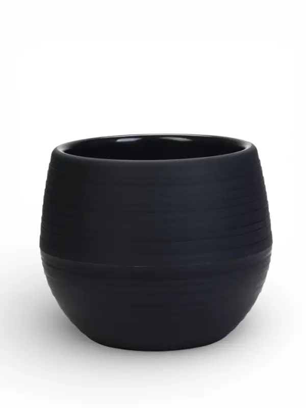 Горшок для цветов &laquo;Япония&raquo;, 2 л, d=18 см, h=15 см, пластиковый, с поддоном, графитовый